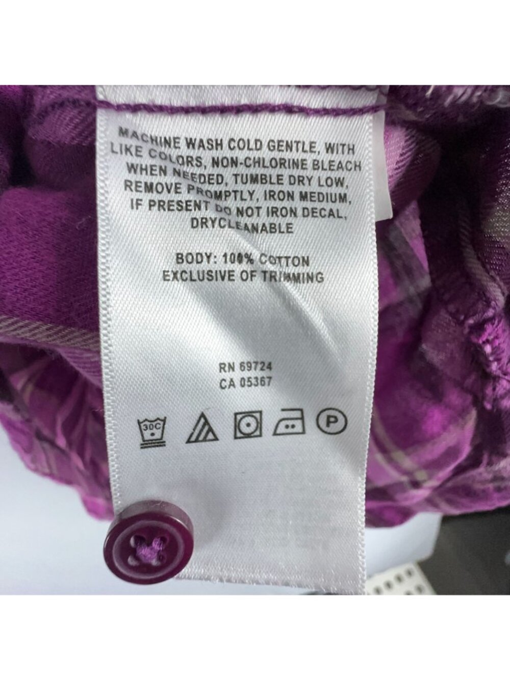 Columbia Plaid Button-Down Shirt Size XL Purple 100% Cotton Long Sleeve Chest Po - Picture 6 of 11